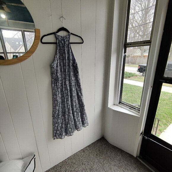 Halter Dress in Light Lavender Floral. Rouched Neckline for interest Fully lined - Picture 1 of 8